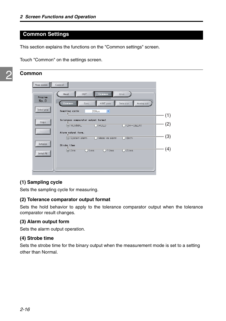 Common settings, Common settings -16 | KEYENCE LK-HD1001 User Manual | Page 34 / 62