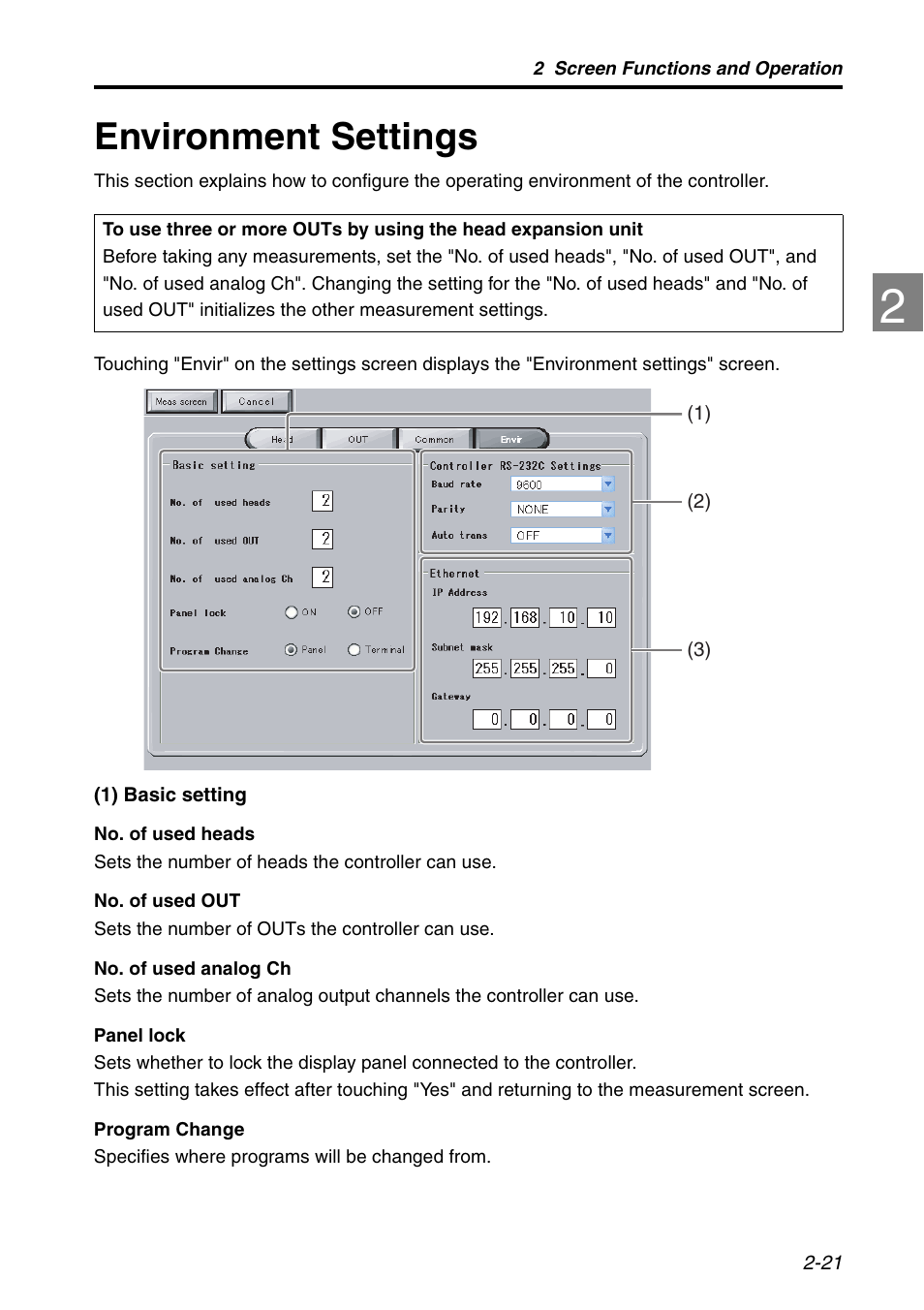 Environment settings, Environment settings -21 | KEYENCE LK-HD1001 User Manual | Page 39 / 62