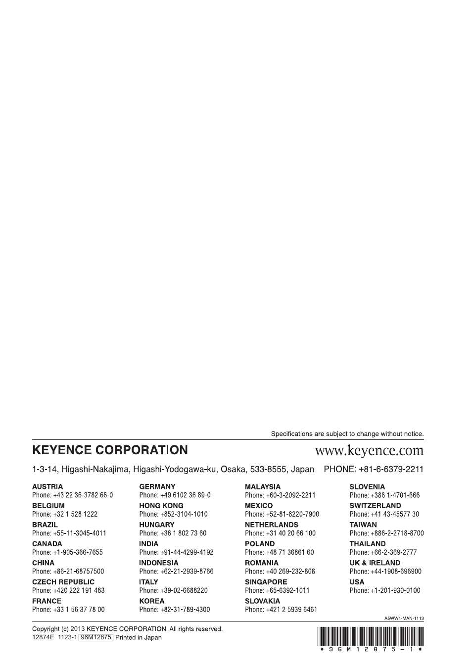 KEYENCE LK-HD1001 User Manual | Page 62 / 62