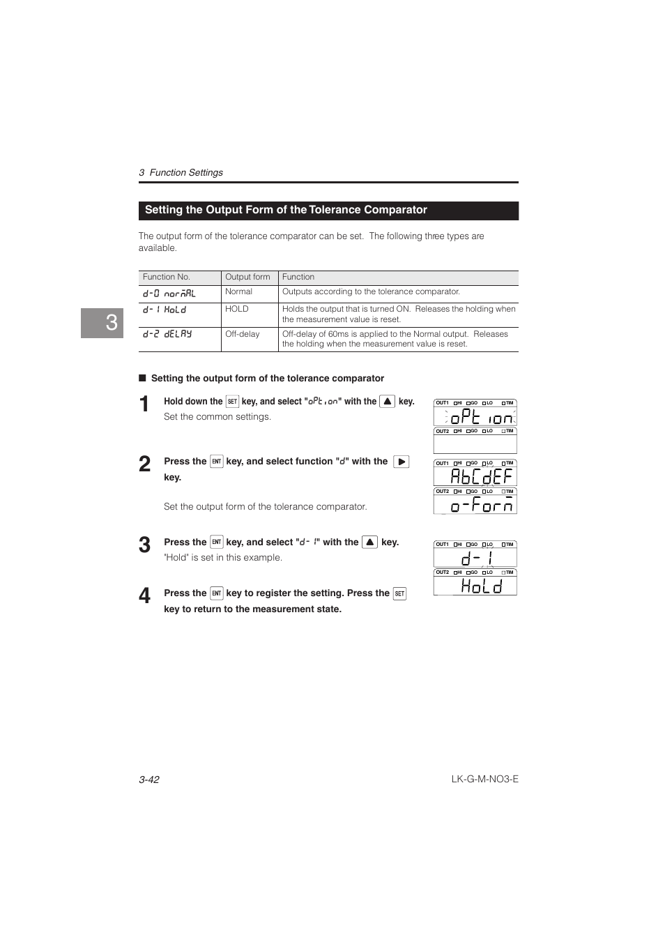 Setting the output form of the, Tolerance comparator -42 | KEYENCE LK-G Series User Manual | Page 100 / 198