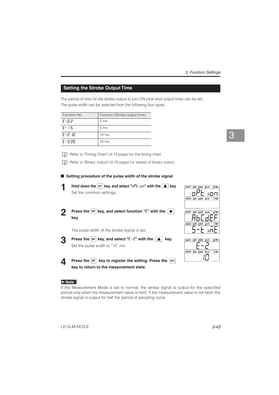 Setting the strobe output time, Setting the strobe output time -43 | KEYENCE LK-G Series User Manual | Page 101 / 198