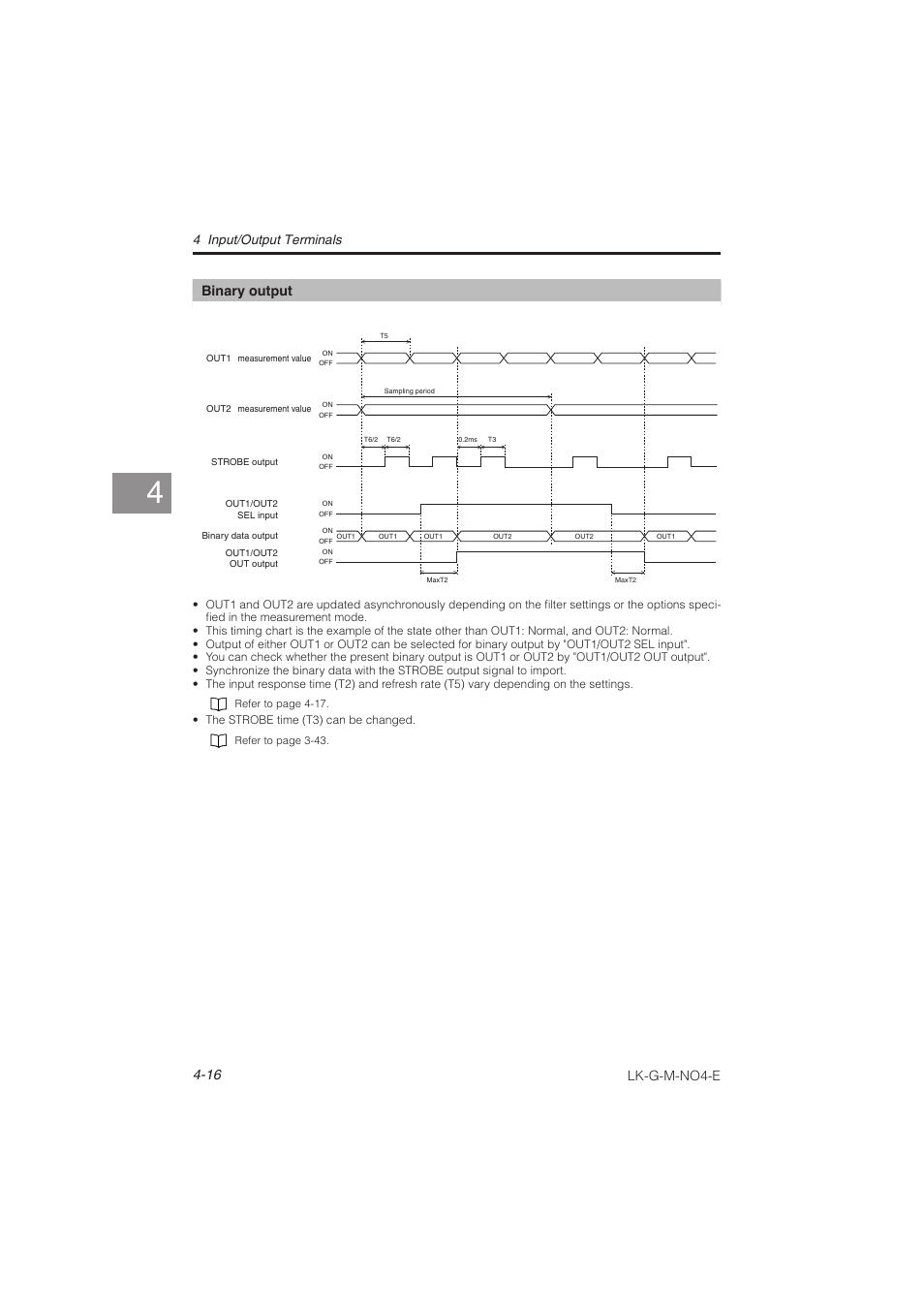 Lk-g-m-no4-e, Binary output, 4 input/output terminals | KEYENCE LK-G Series User Manual | Page 128 / 198