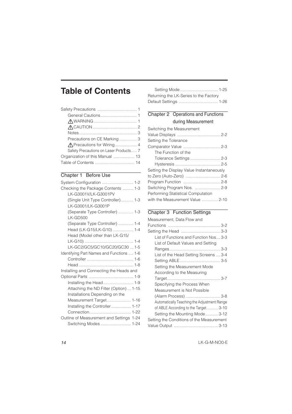 KEYENCE LK-G Series User Manual | Page 17 / 198