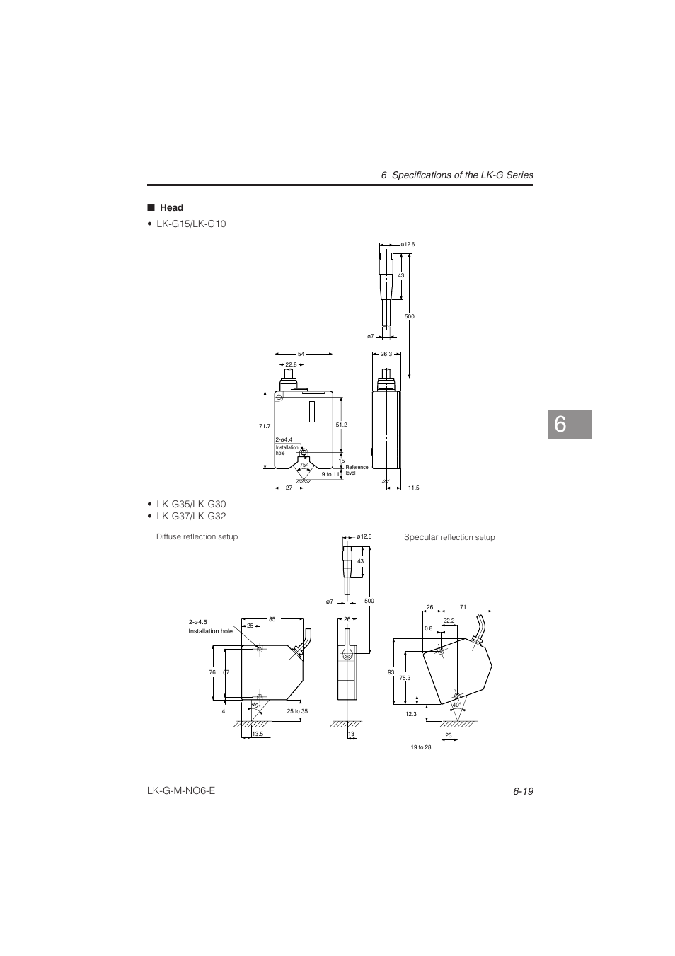 Lk-g-m-no6-e, 6 specifications of the lk-g series | KEYENCE LK-G Series User Manual | Page 173 / 198