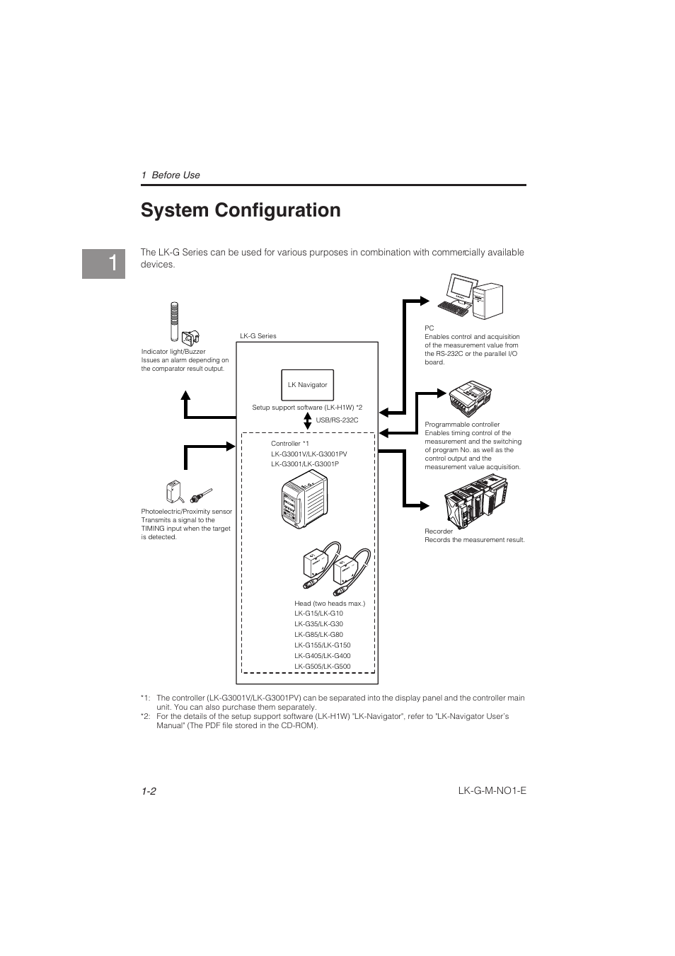 System configuration, System configuration -2 | KEYENCE LK-G Series User Manual | Page 22 / 198