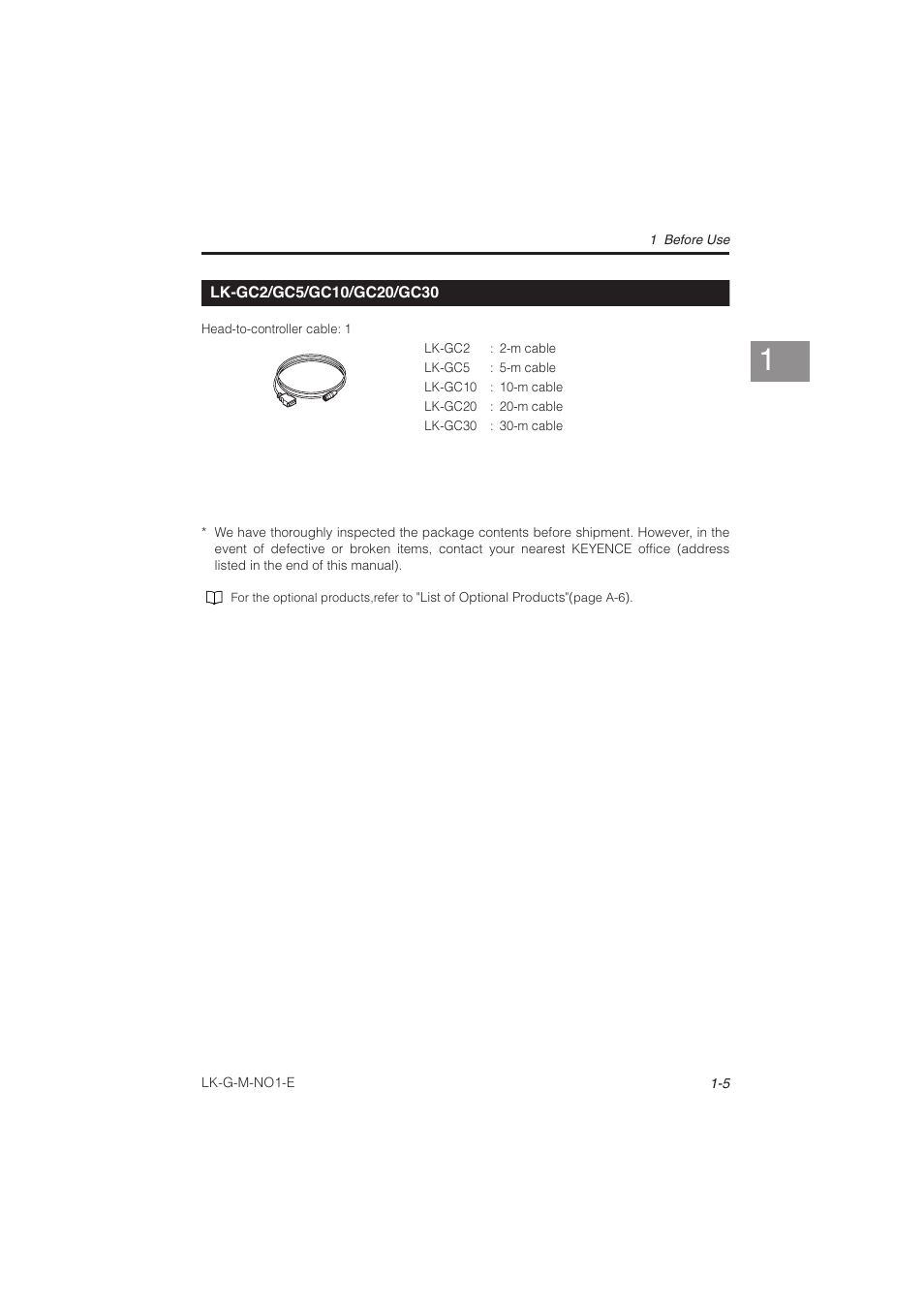 Lk-gc2/gc5/gc10/gc20/gc30, Lk-gc2/gc5/gc10/gc20/gc30 -5 | KEYENCE LK-G Series User Manual | Page 25 / 198