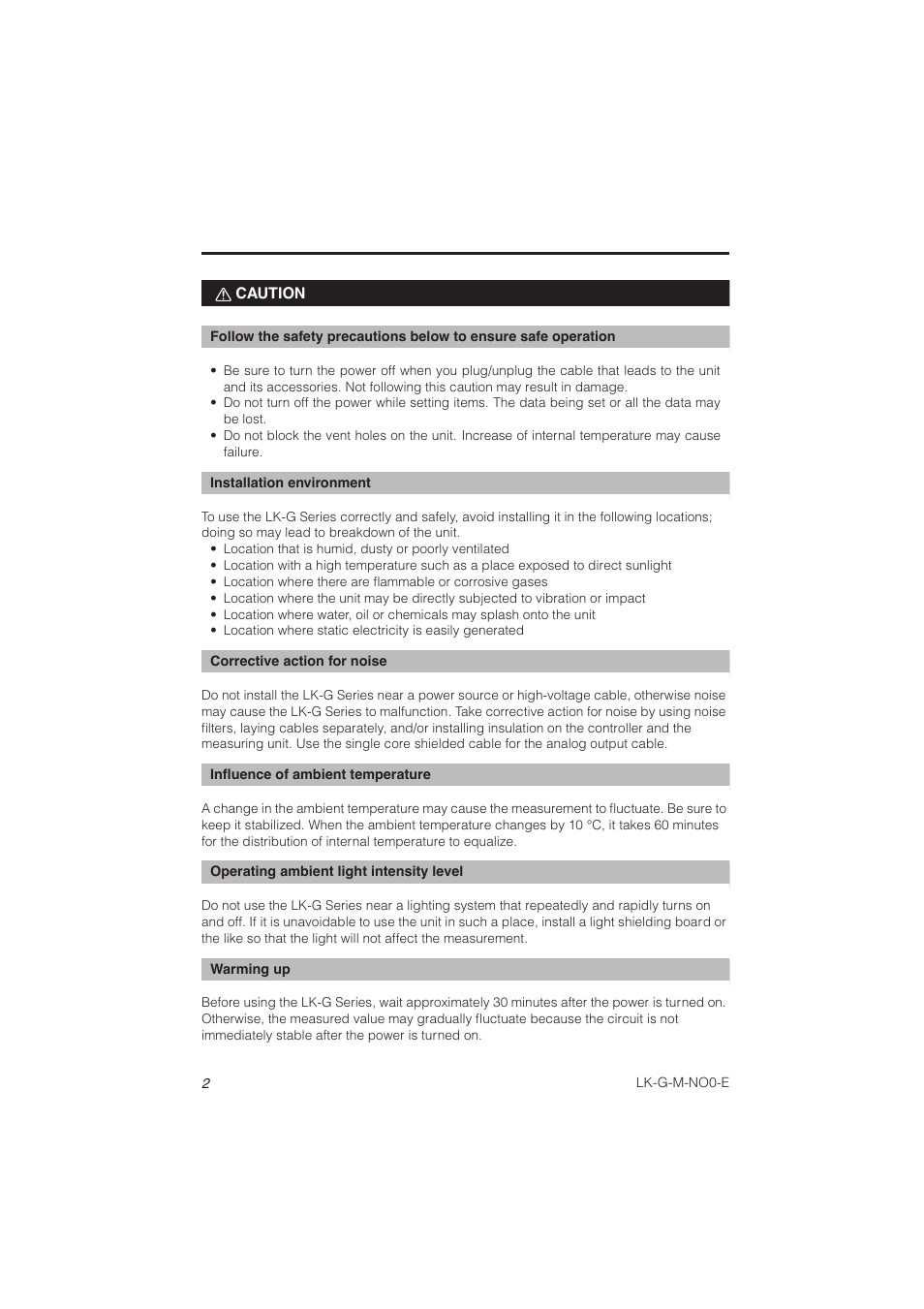 Caution | KEYENCE LK-G Series User Manual | Page 4 / 198