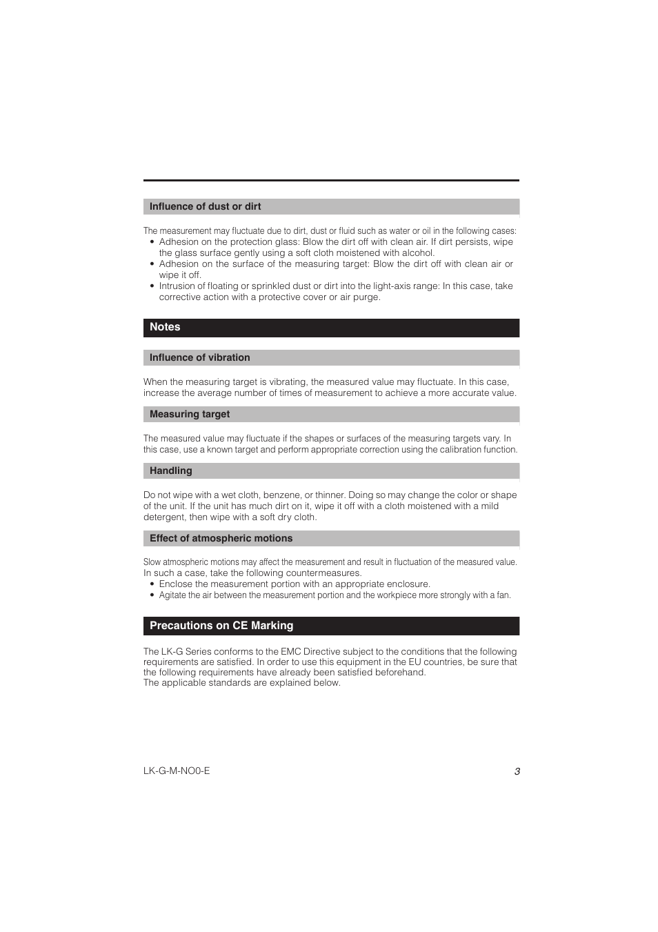 Notes, Precautions on ce marking | KEYENCE LK-G Series User Manual | Page 5 / 198