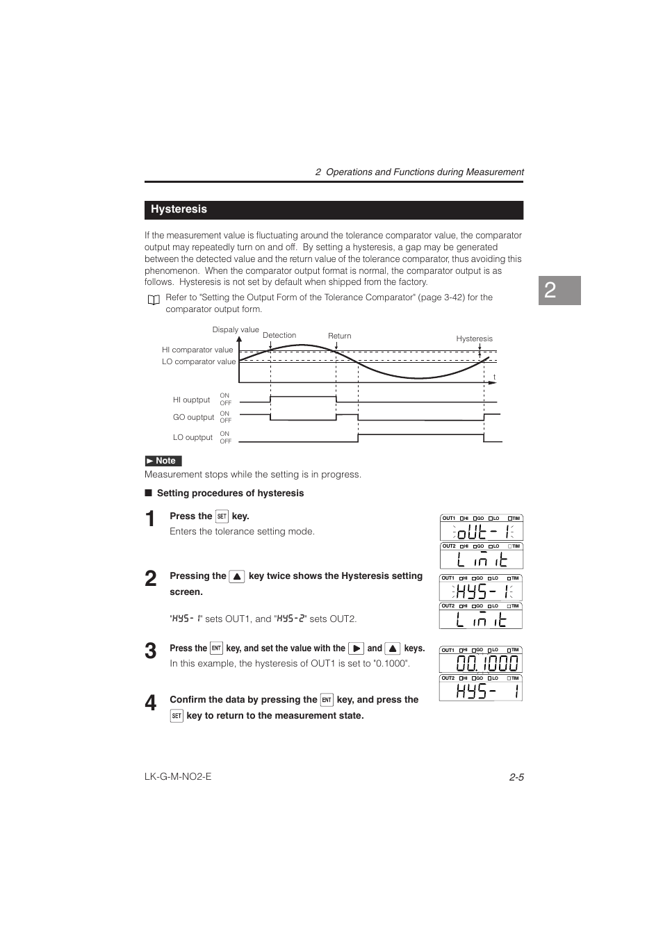 Hysteresis, Hysteresis -5 | KEYENCE LK-G Series User Manual | Page 51 / 198