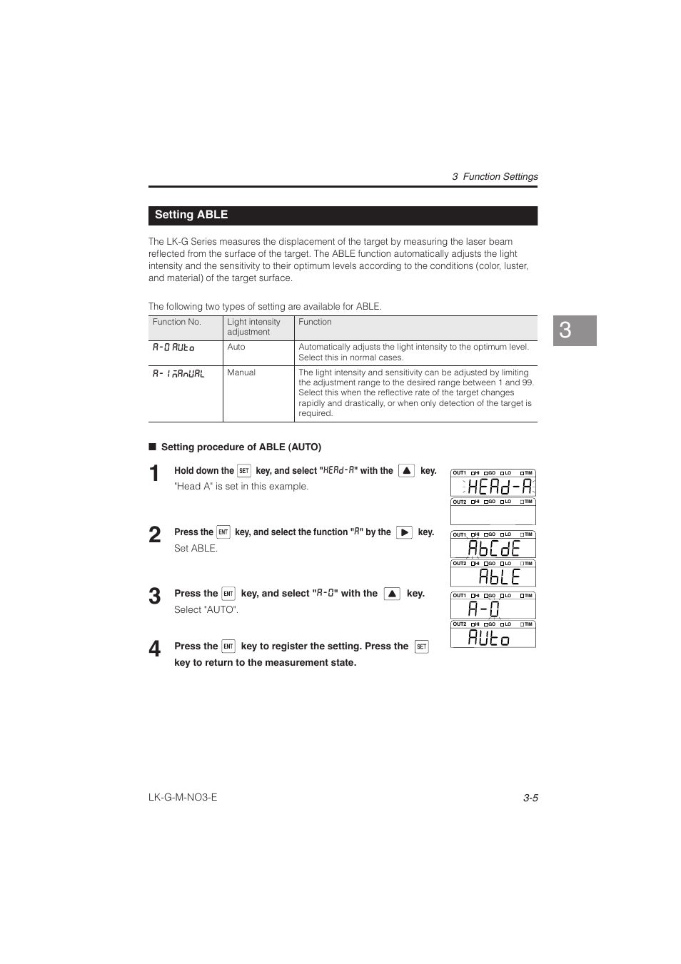 Setting able, Setting able -5 | KEYENCE LK-G Series User Manual | Page 63 / 198