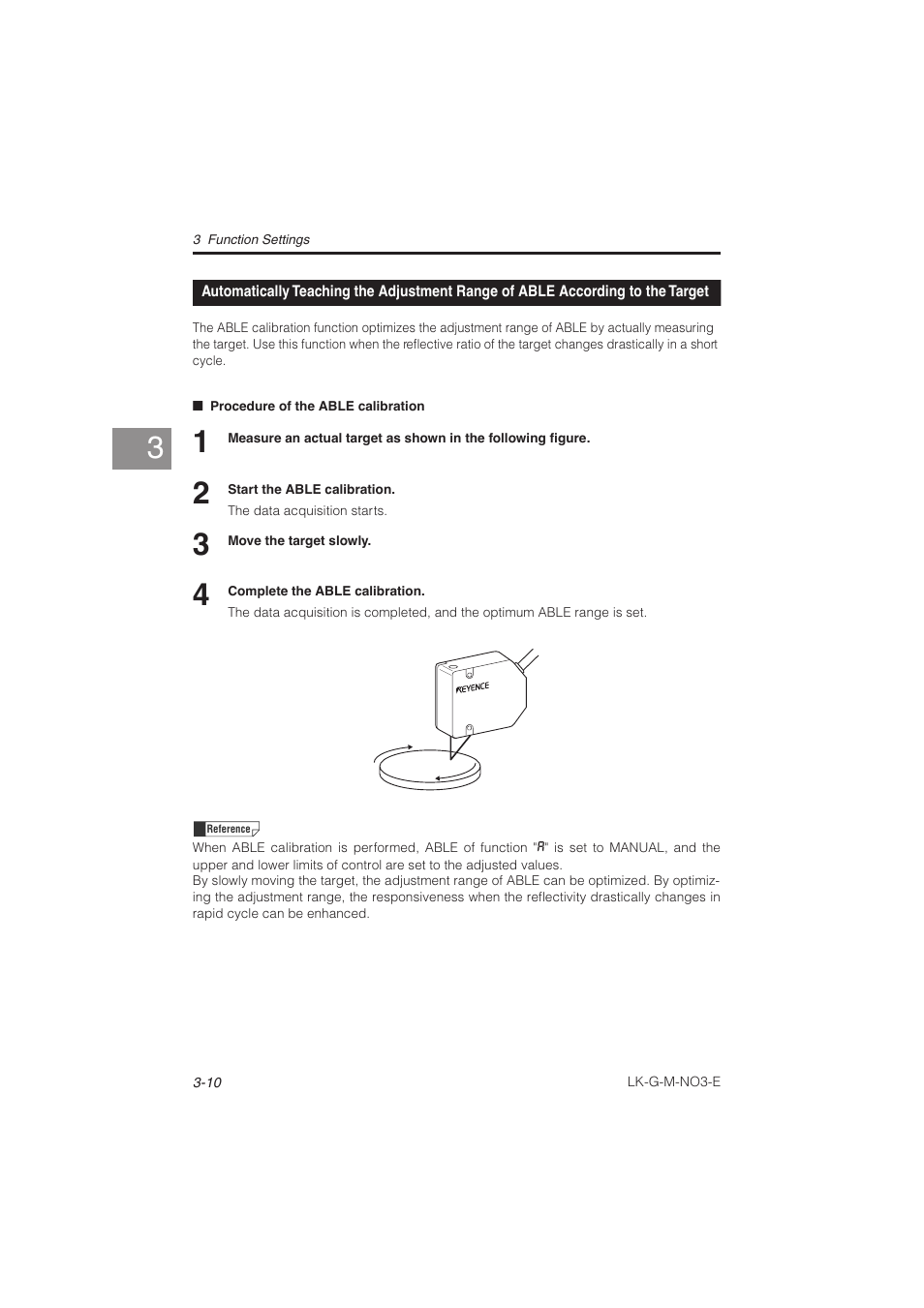 Automatically teaching the adjustment range, Of able according to the target -10 | KEYENCE LK-G Series User Manual | Page 68 / 198