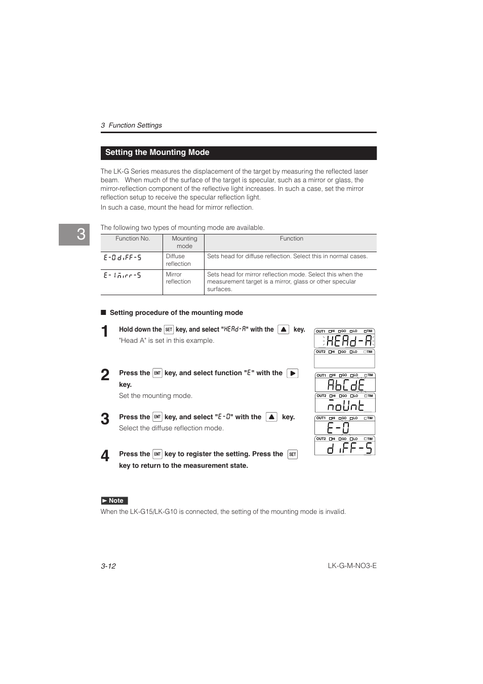 Setting the mounting mode, Setting the mounting mode -12 | KEYENCE LK-G Series User Manual | Page 70 / 198