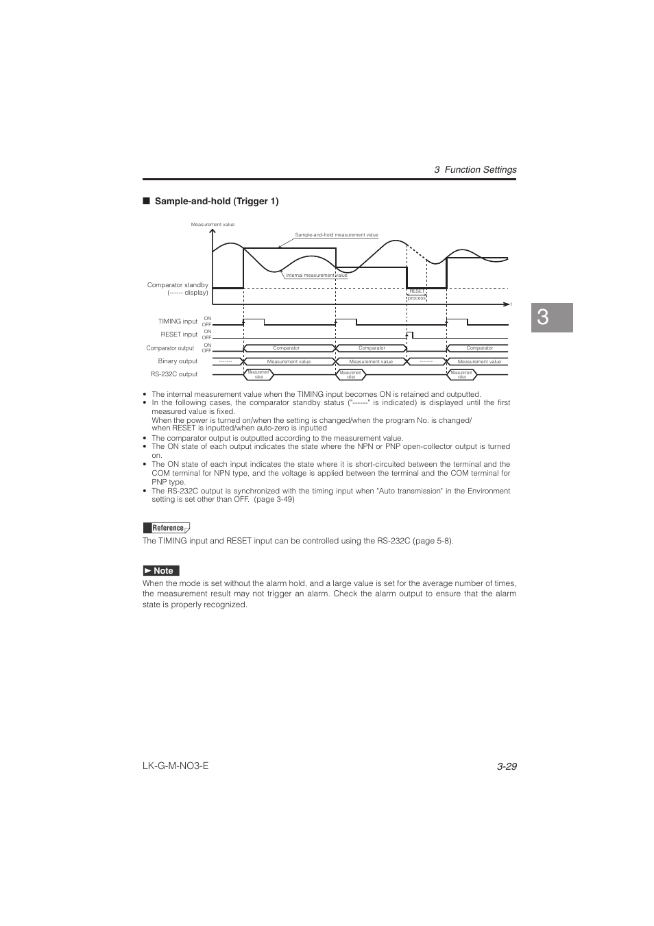 Lk-g-m-no3-e, 3 function settings, Sample-and-hold (trigger 1) | KEYENCE LK-G Series User Manual | Page 87 / 198