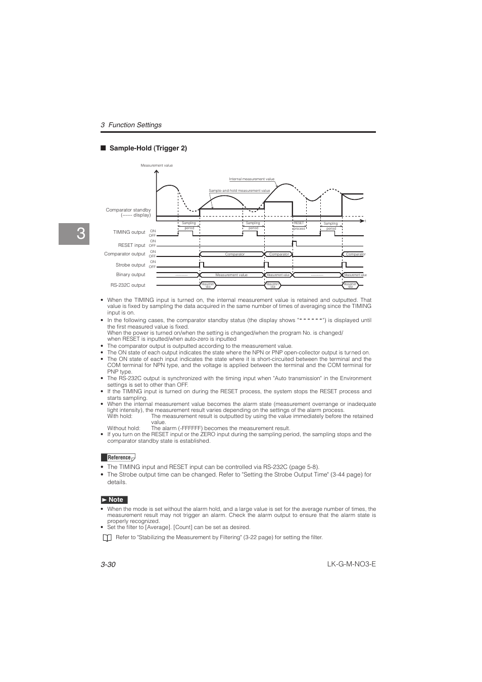 Lk-g-m-no3-e, 3 function settings, Sample-hold (trigger 2) | KEYENCE LK-G Series User Manual | Page 88 / 198