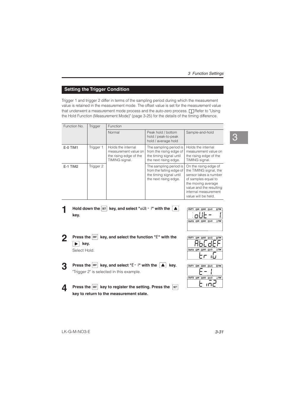 Setting the trigger condition, Setting the trigger condition -31 | KEYENCE LK-G Series User Manual | Page 89 / 198