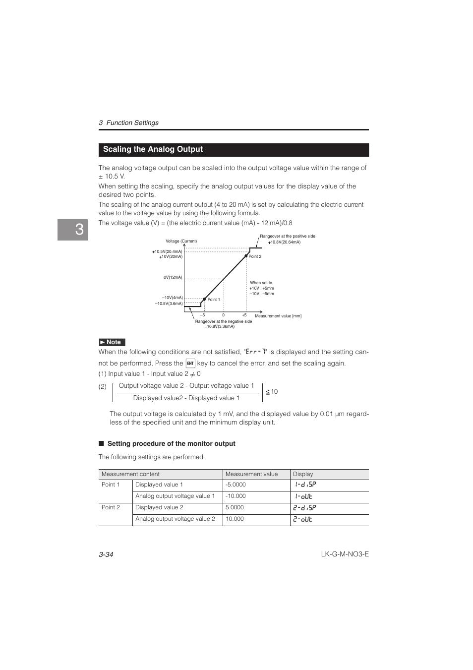 Scaling the analog output, Scaling the analog output -34 | KEYENCE LK-G Series User Manual | Page 92 / 198