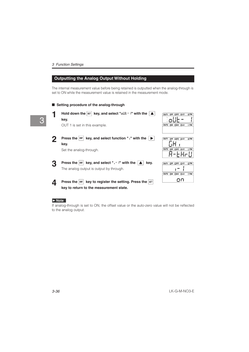 Outputting the analog output without holding, Outputting the analog output without, Holding -36 | KEYENCE LK-G Series User Manual | Page 94 / 198