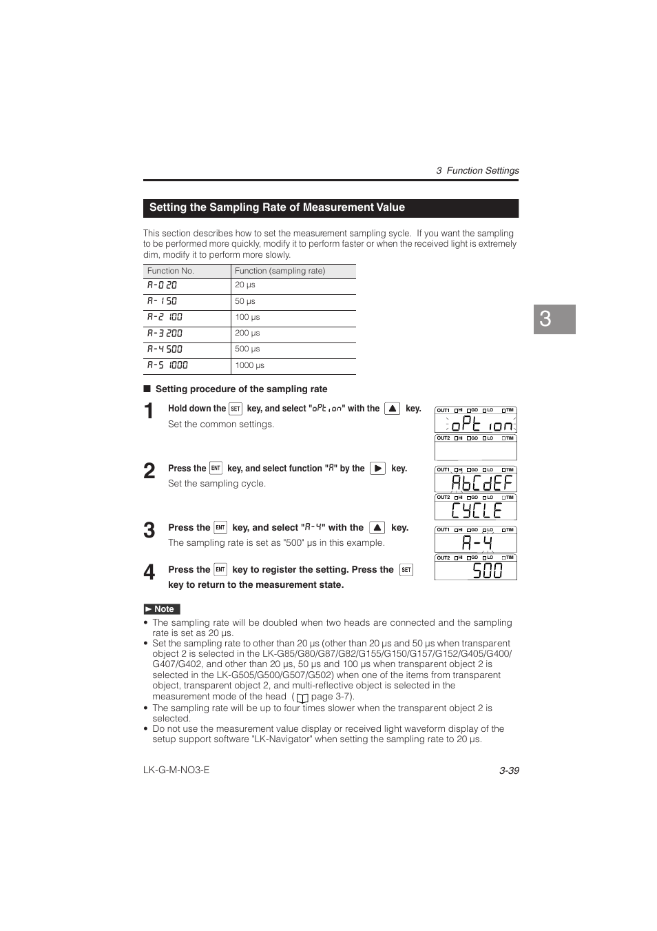 Setting the sampling rate of measurement value, Setting the sampling rate of, Measurement value -39 | KEYENCE LK-G Series User Manual | Page 97 / 198