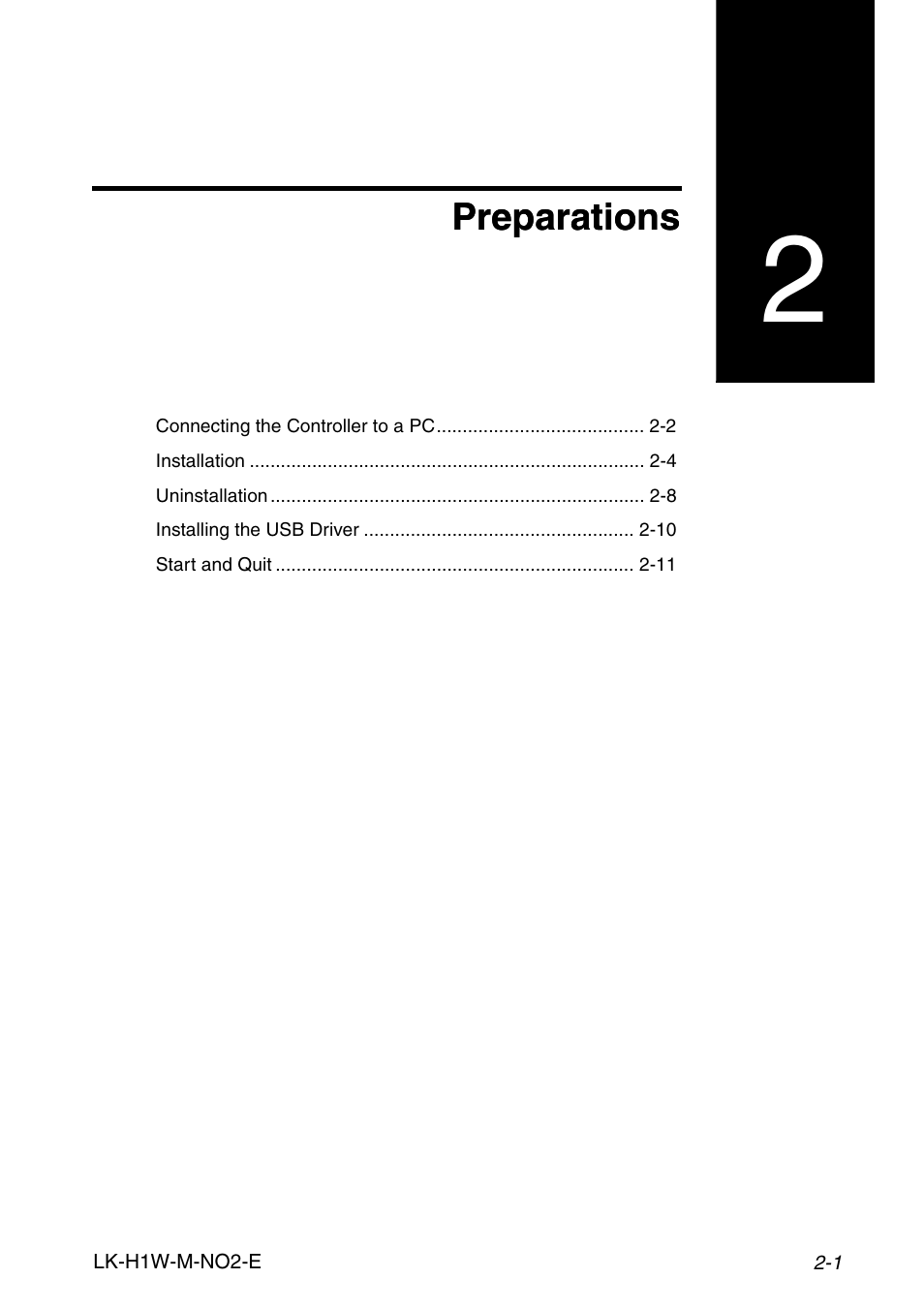 Chapter 2 preparations, Preparations | KEYENCE LK-H1W User Manual | Page 13 / 84