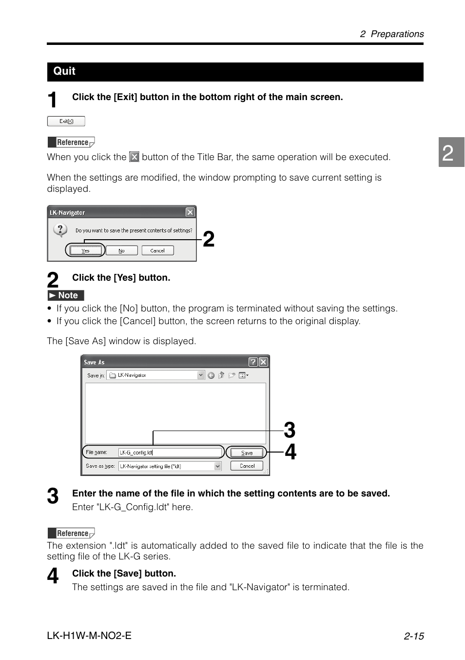 Quit, Quit -15 | KEYENCE LK-H1W User Manual | Page 27 / 84