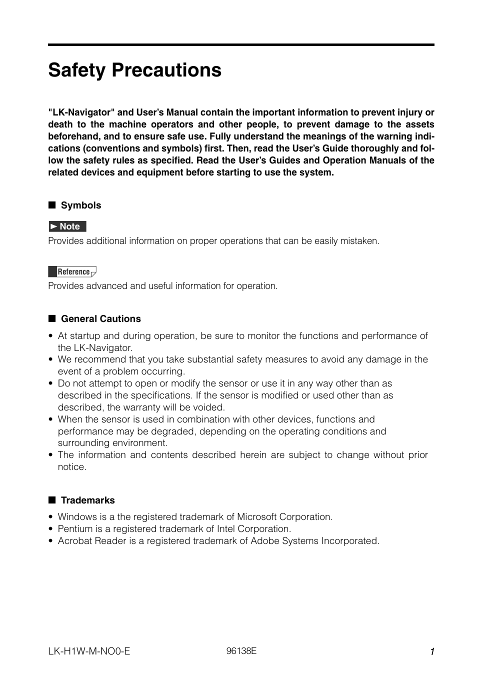 Safety precautions | KEYENCE LK-H1W User Manual | Page 3 / 84