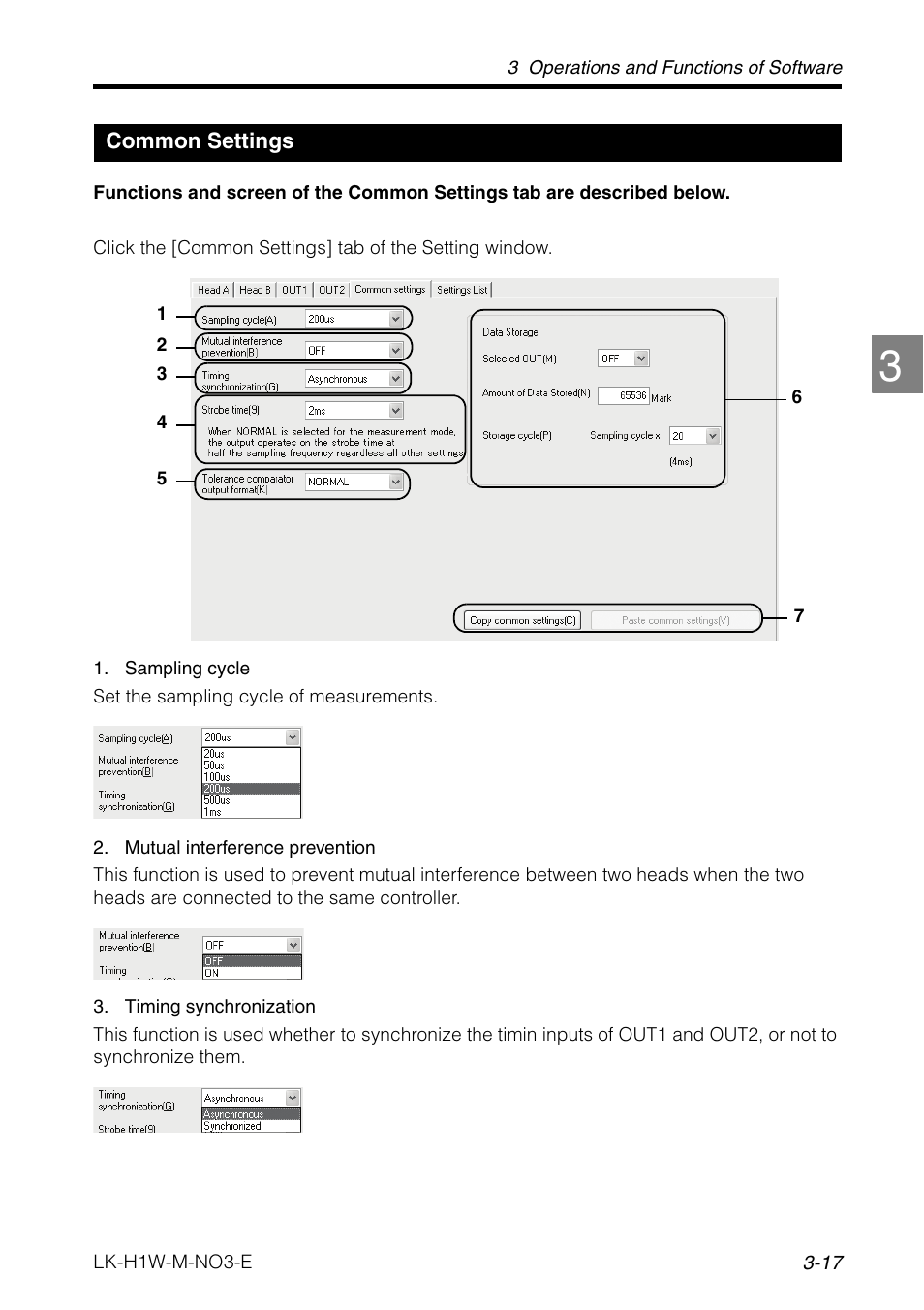 Common settings, Common settings -17 | KEYENCE LK-H1W User Manual | Page 45 / 84