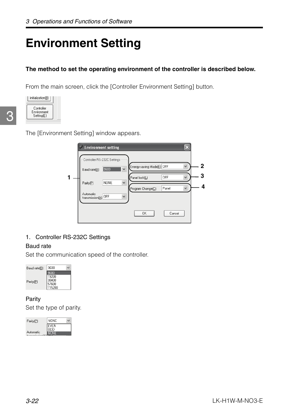 Environment setting, Environment setting -22 | KEYENCE LK-H1W User Manual | Page 50 / 84