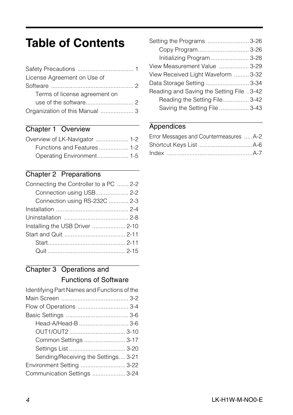 KEYENCE LK-H1W User Manual | Page 6 / 84