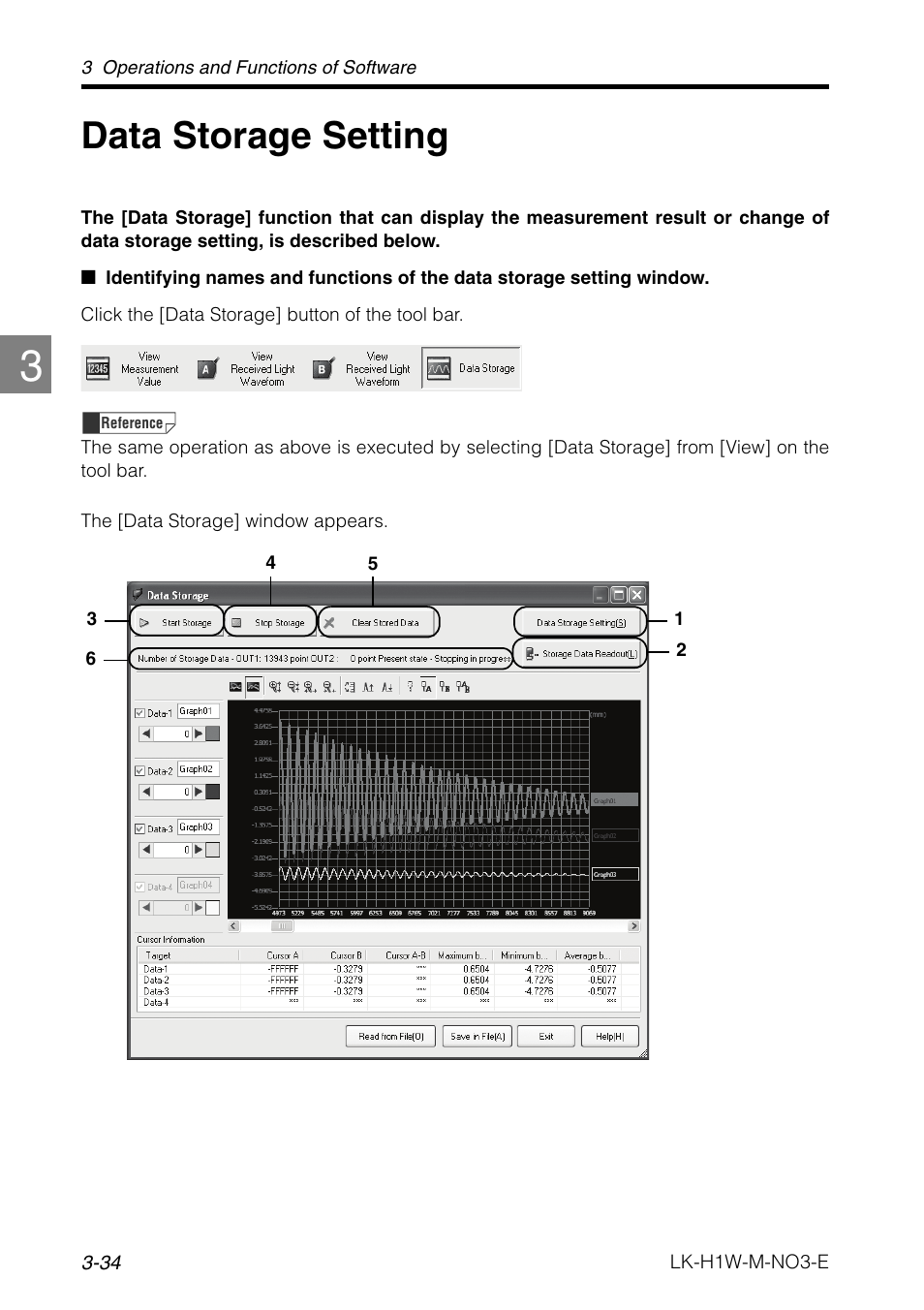 Data storage setting, Data storage setting -34 | KEYENCE LK-H1W User Manual | Page 62 / 84