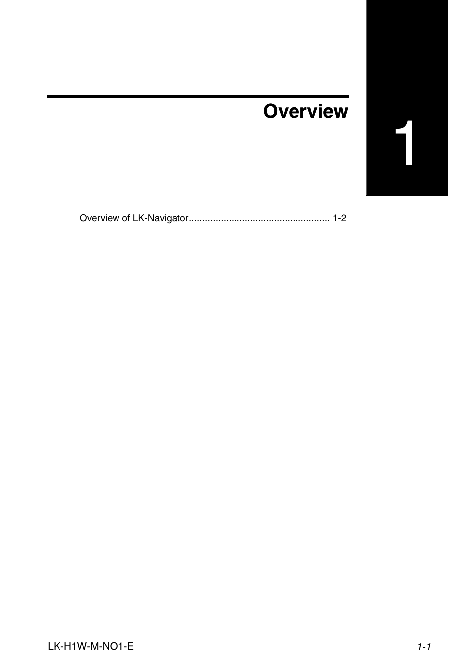 Chapter 1 overview, Overview | KEYENCE LK-H1W User Manual | Page 7 / 84