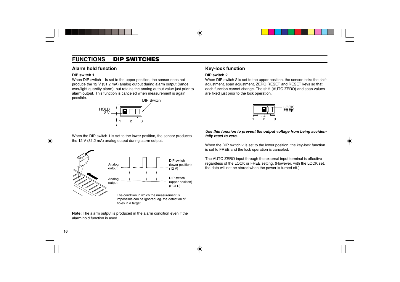 Functions dip switches | KEYENCE LK-2000 Series User Manual | Page 16 / 28