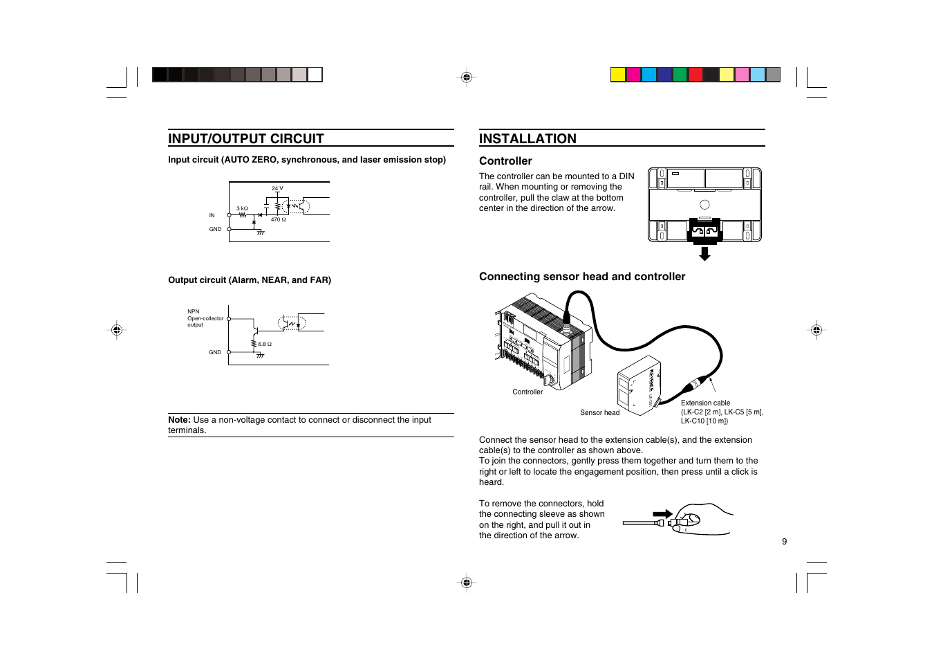 Input/output circuit, Installation | KEYENCE LK-2000 Series User Manual | Page 9 / 28