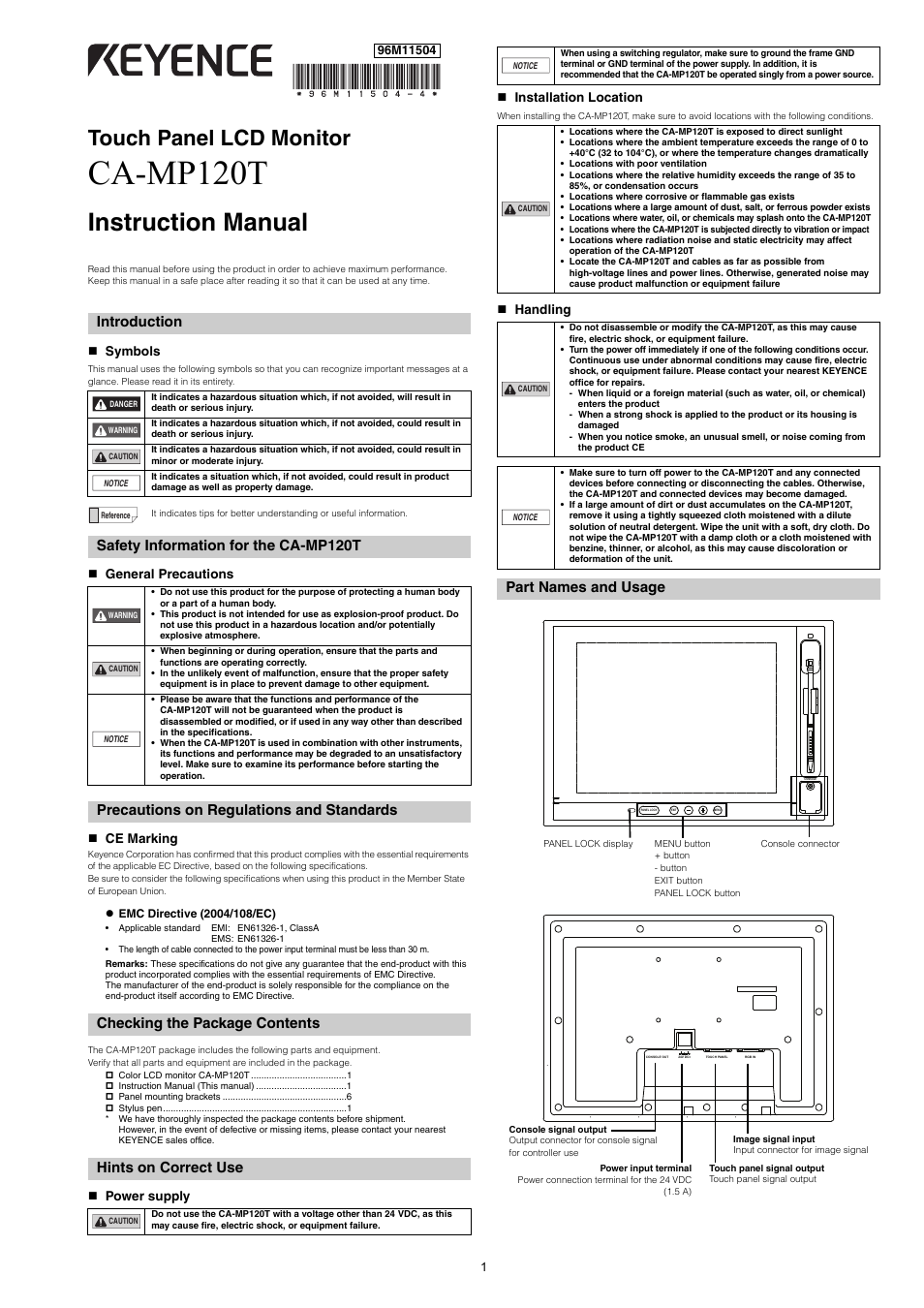 KEYENCE CA-MP120T User Manual | 4 pages