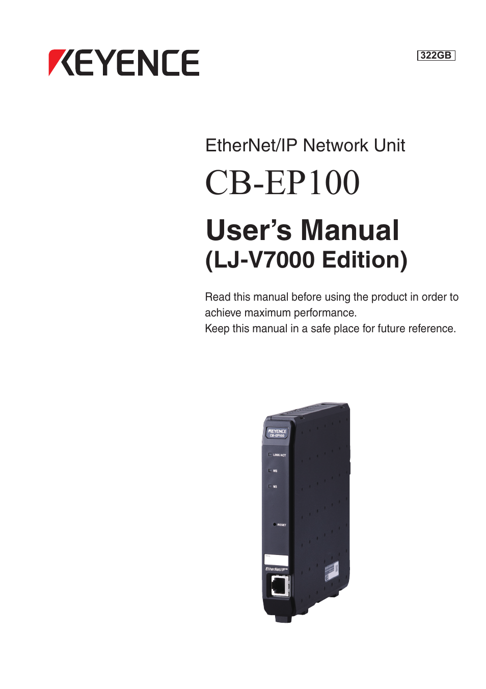 KEYENCE CB-EP100 User Manual | 146 pages