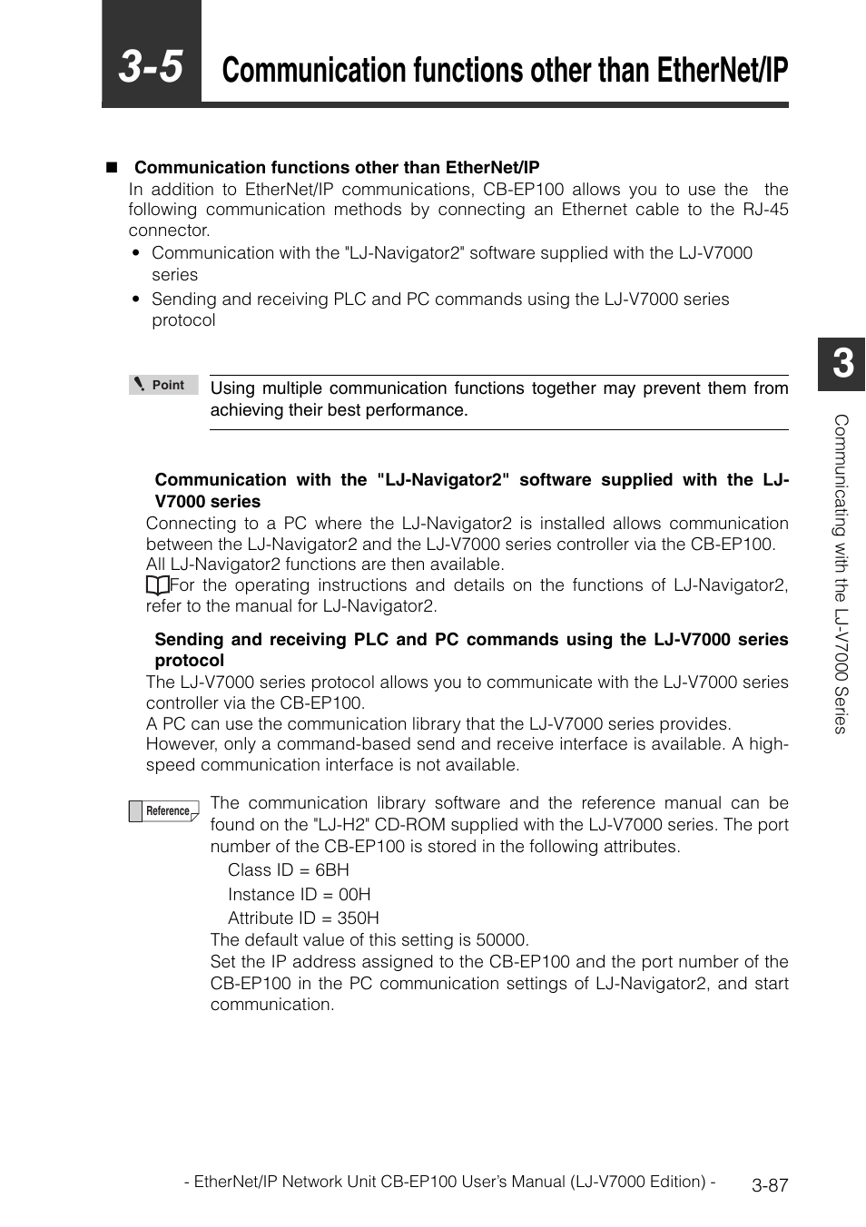 5 communication functions other than ethernet/ip, Communication functions other than ethernet/ip -87, Communication functions other than ethernet/ip | KEYENCE CB-EP100 User Manual | Page 111 / 146
