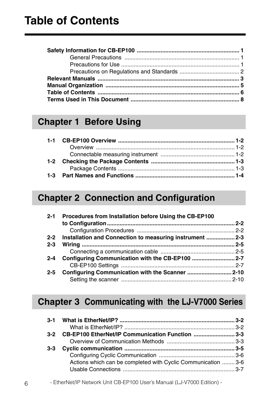 KEYENCE CB-EP100 User Manual | Page 8 / 146