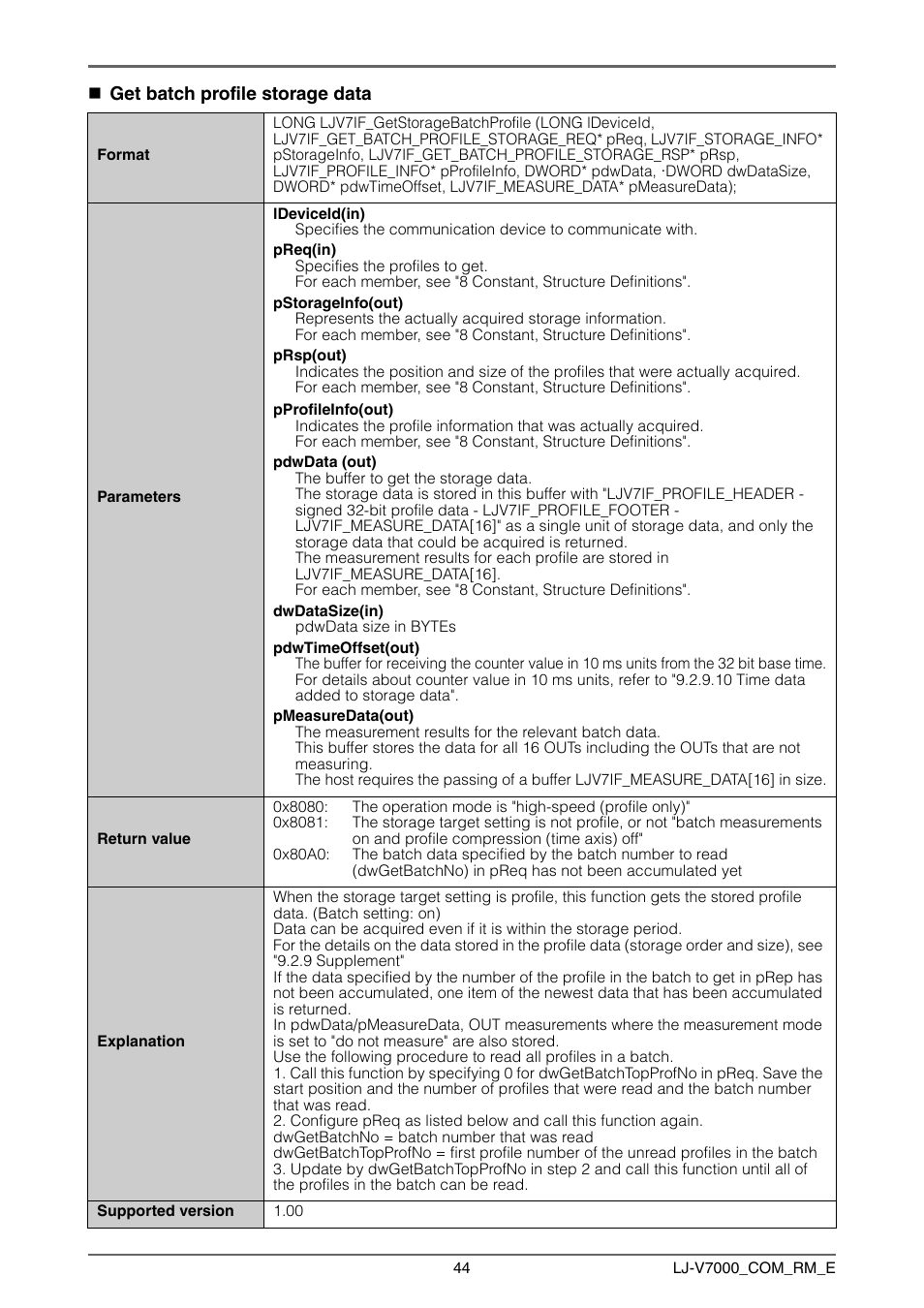 Get batch profile storage data | KEYENCE LJ-V7000 Series User Manual | Page 44 / 94