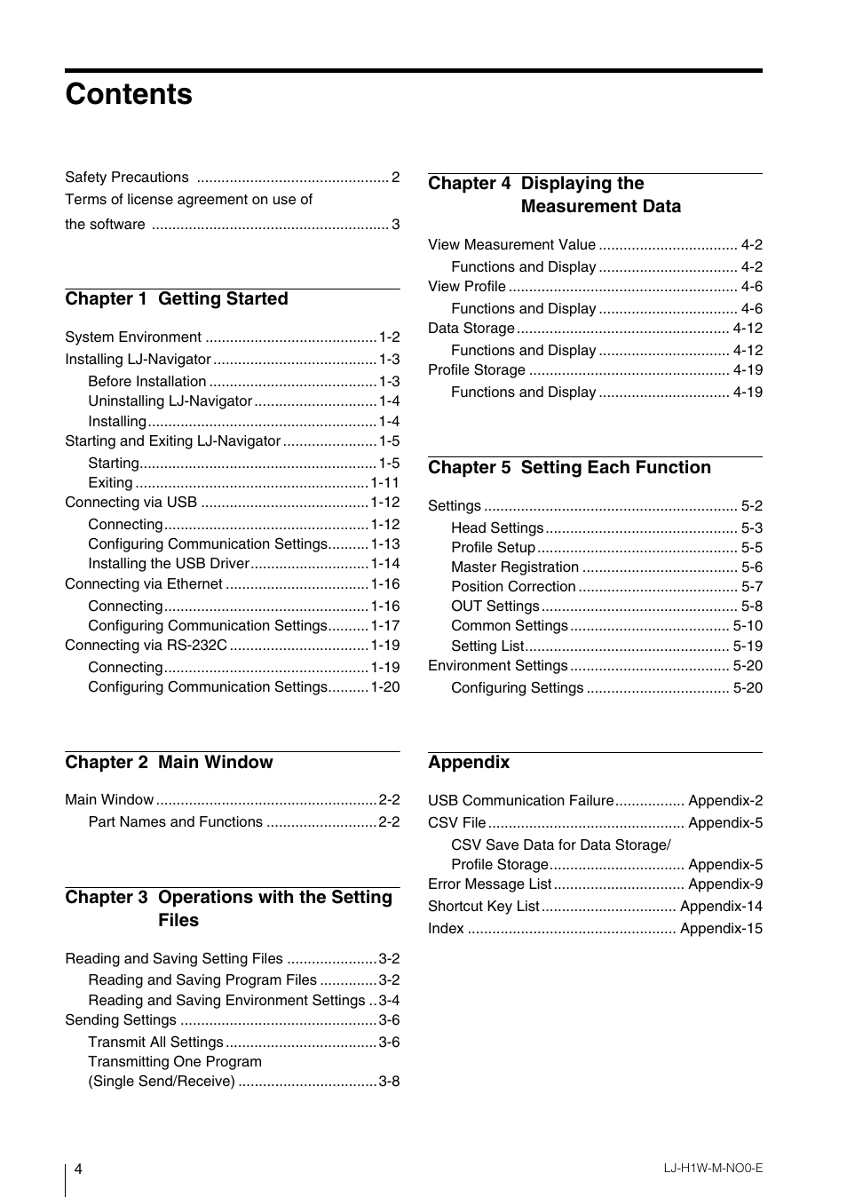 KEYENCE LJ-H1W User Manual | Page 4 / 104