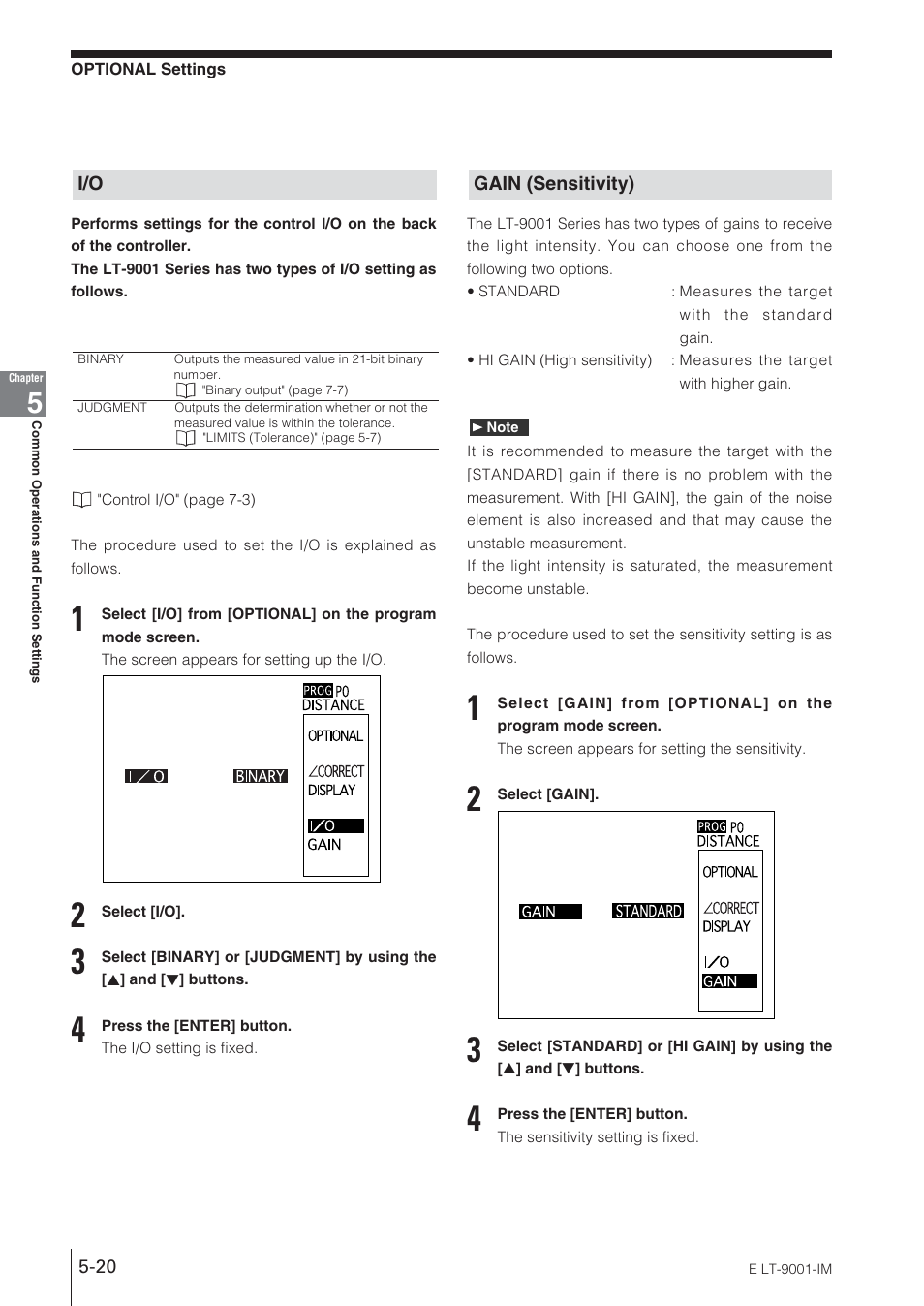 Gain (sensitivity) | KEYENCE LT-9001 Series User Manual | Page 106 / 176