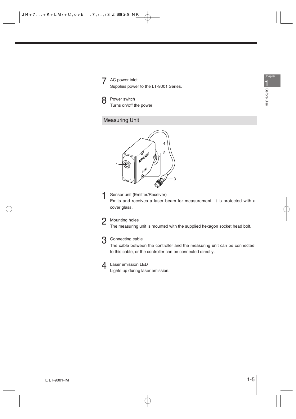 Measuring unit | KEYENCE LT-9001 Series User Manual | Page 15 / 176