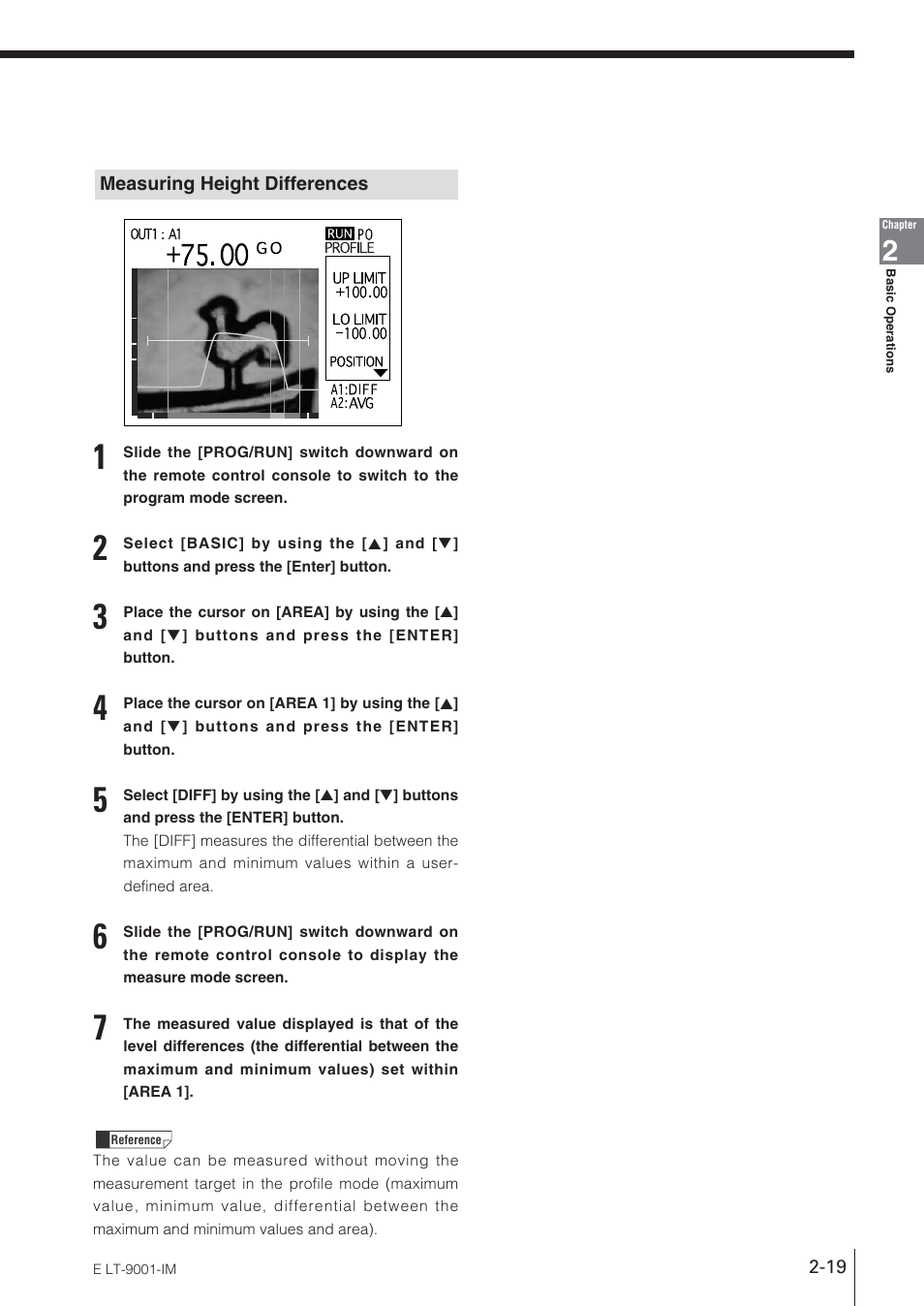 Measuring height differences | KEYENCE LT-9001 Series User Manual | Page 37 / 176