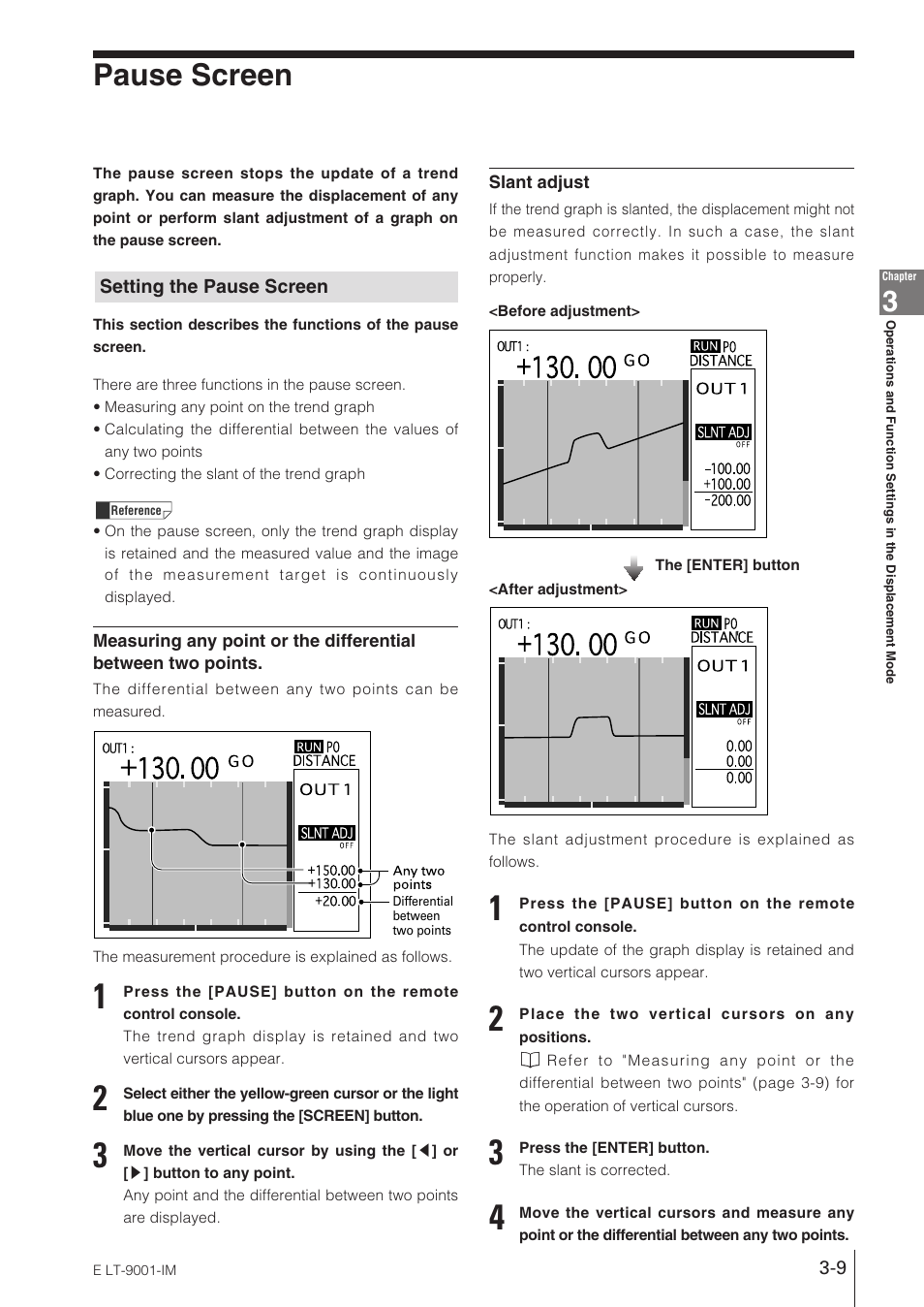 Pause screen, Setting the pause screen | KEYENCE LT-9001 Series User Manual | Page 55 / 176