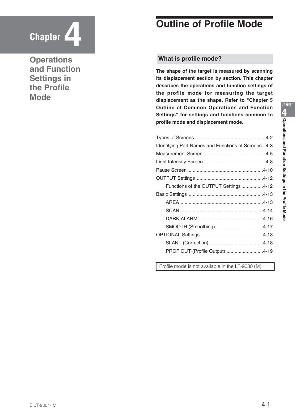 Outline of profile mode, What is profile mode, Chapter | KEYENCE LT-9001 Series User Manual | Page 67 / 176