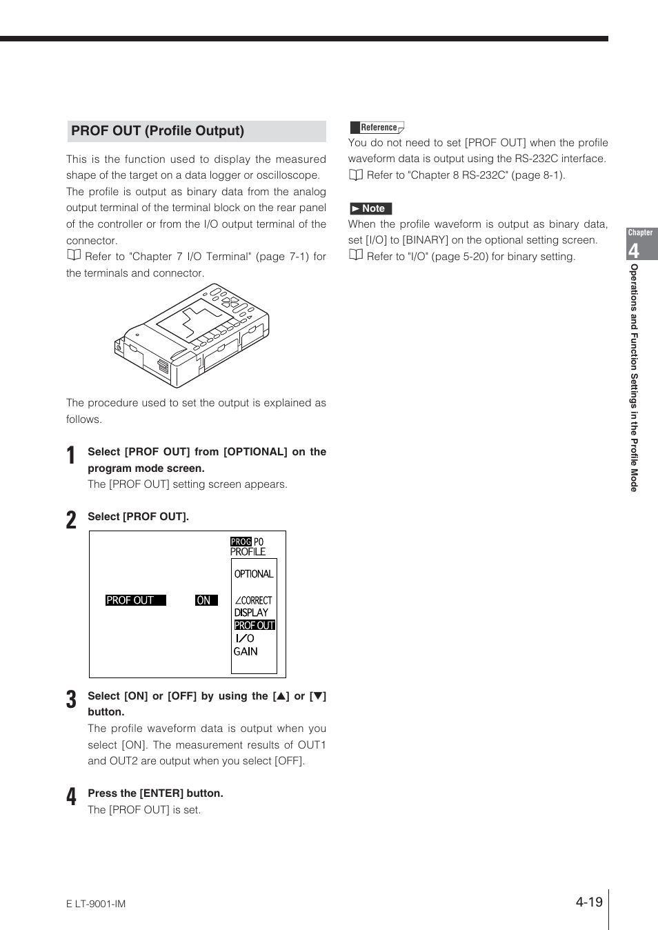 Prof out (profile output) | KEYENCE LT-9001 Series User Manual | Page 85 / 176