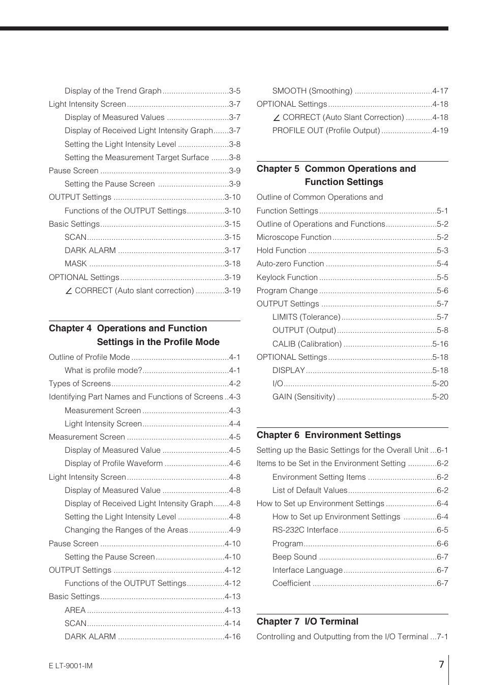 KEYENCE LT-9001 Series User Manual | Page 9 / 176