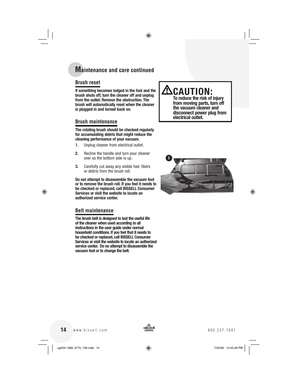 Caution | Bissell 5770 User Manual | Page 14 / 20