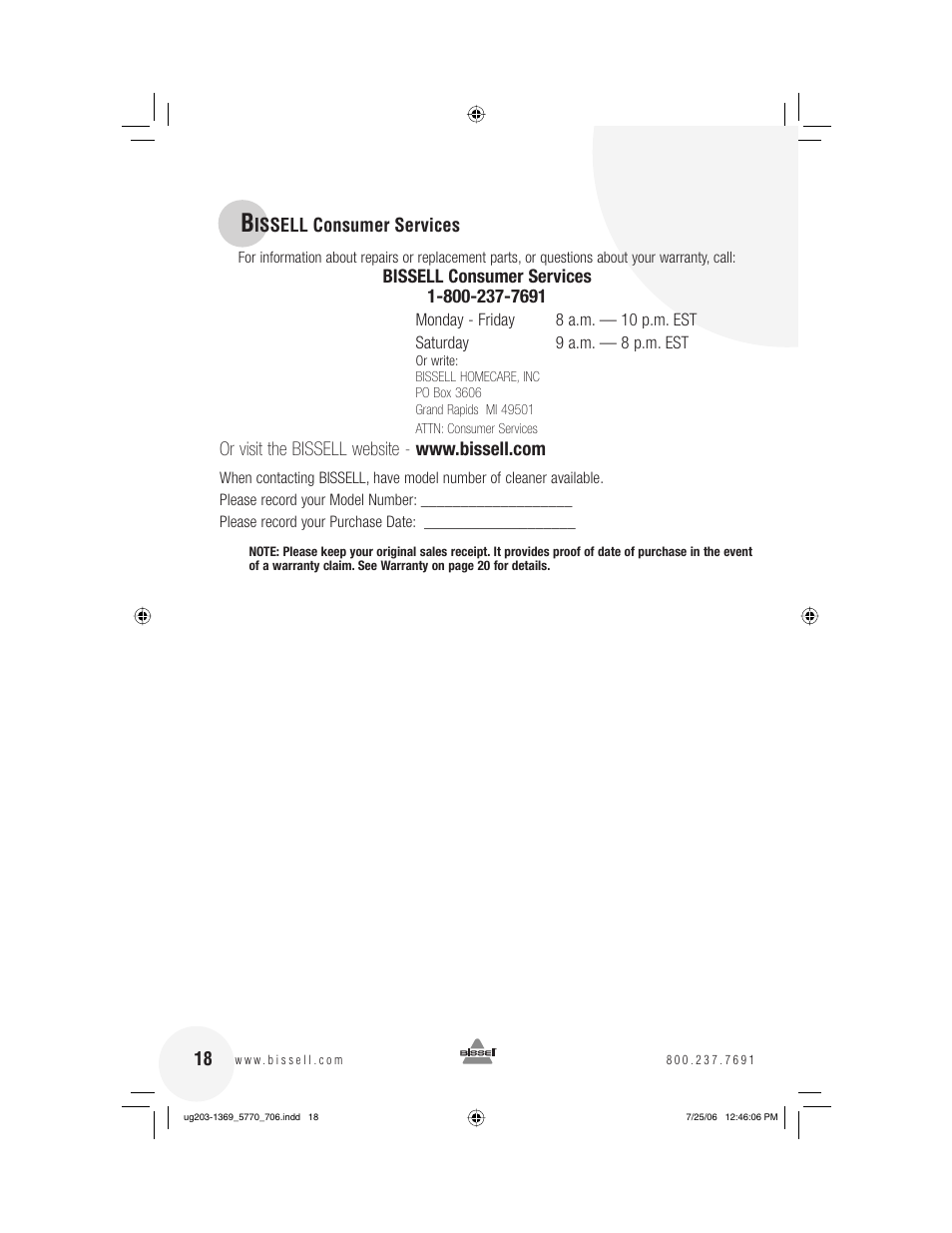 Bissell 5770 User Manual | Page 18 / 20