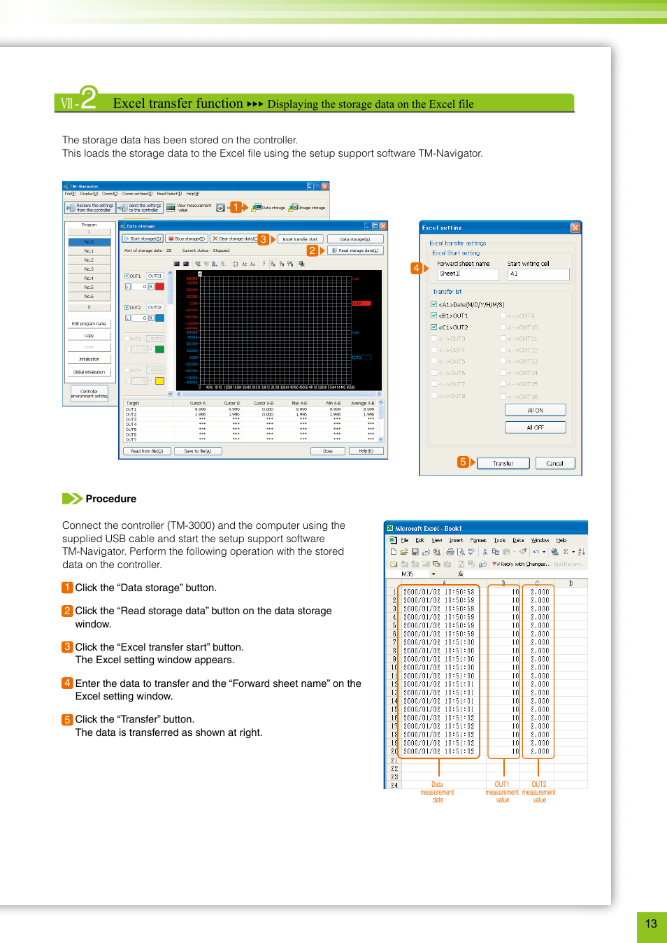 Excel transfer function | KEYENCE TM-3000 Series User Manual | Page 13 / 16