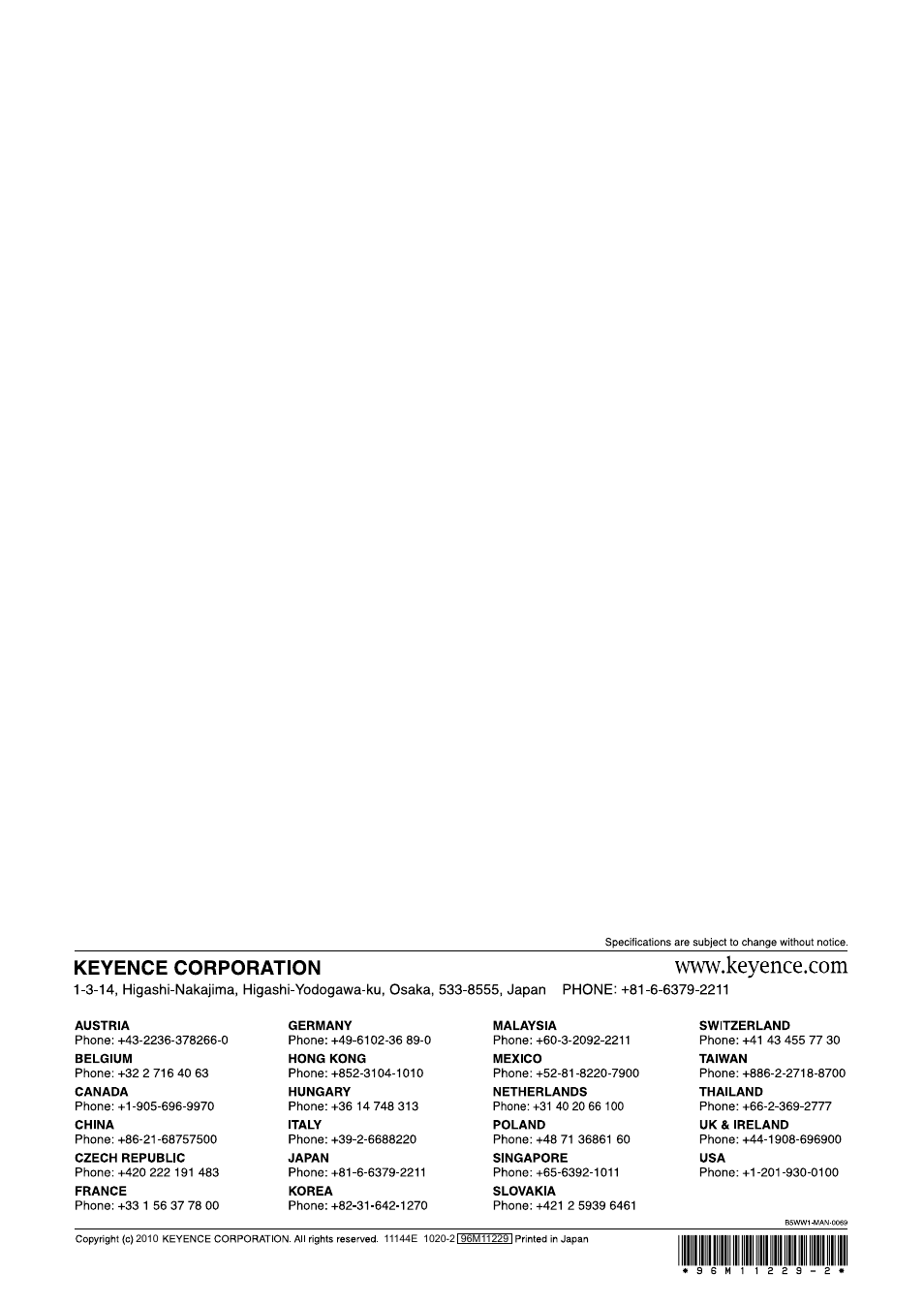 KEYENCE TM-3000 Series User Manual | Page 16 / 16