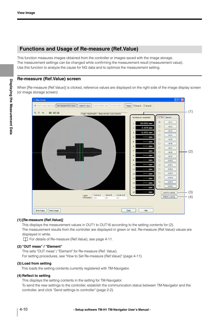 Functions and usage of re-measure (ref.value), Functions and usage of re-measure, Ref.value) -10 | Re-measure (ref.value) screen | KEYENCE TM-3000 Series User Manual | Page 32 / 84